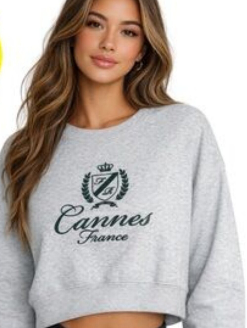 Abercrombie & Fitch Grey Sweatshirt with Embroidered Green Crest Script